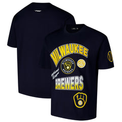 Milwaukee Brewers Pro Standard Turn It Up Dropped Shoulder T-Shirt Navy