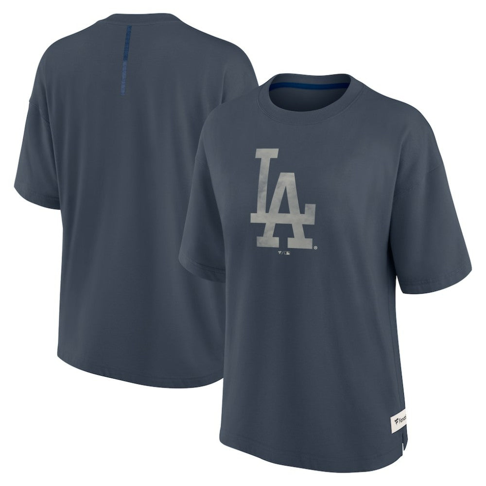 Los Angeles Dodgers Women's Oversized Elements Raw Edge Future Ground T-Shirt Blue