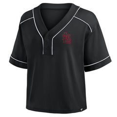 St. Louis Cardinals Women's Oversized Champ Game Cropped  V-Neck T-Shirt Black