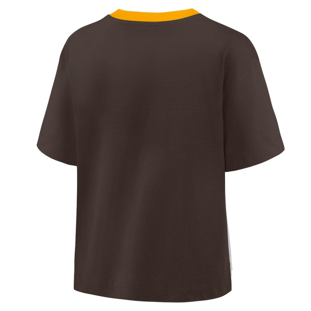 San Diego Padres Oversized Race To Win V-Neck T-Shirt Brown/Graphite