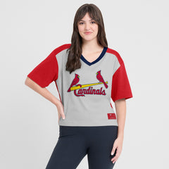 St. Louis Cardinals Oversized Race To Win V-Neck T-Shirt Red/Graphite