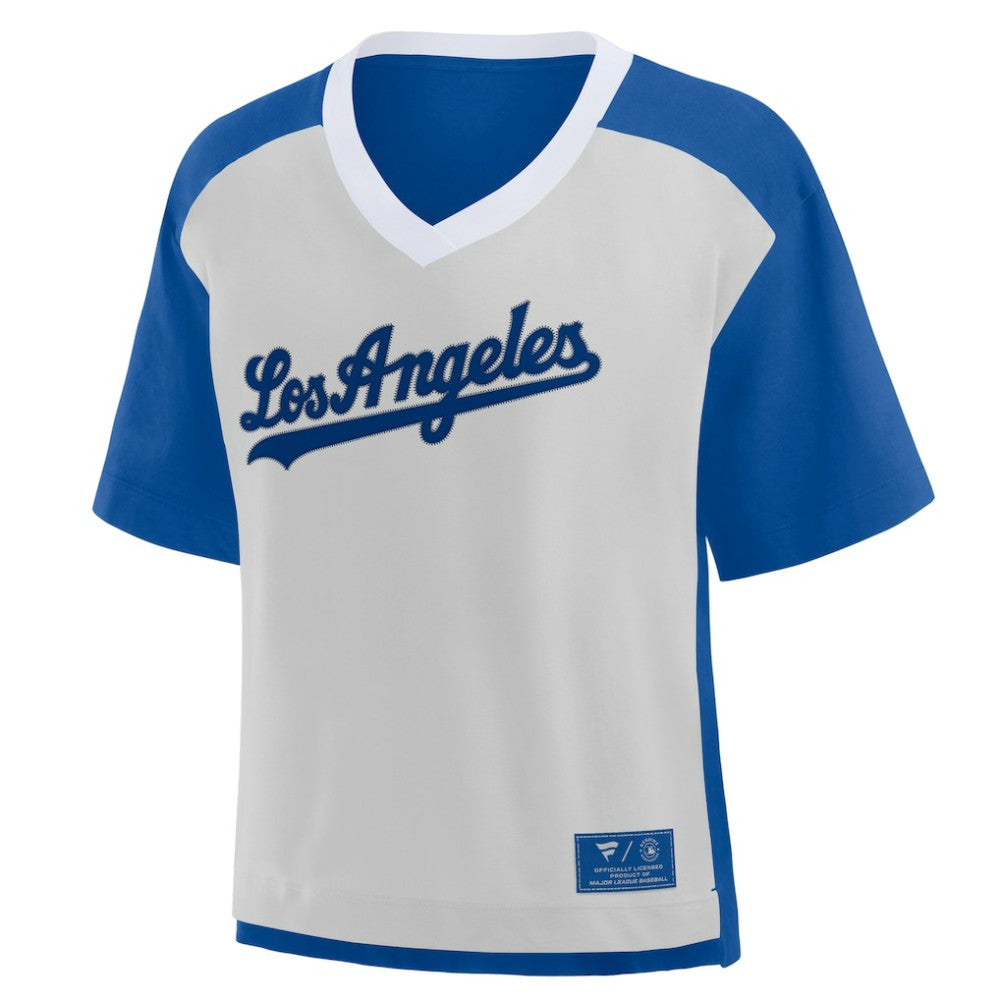 Los Angeles Dodgers Oversized Race To Win V-Neck T-Shirt Royal/Graphite