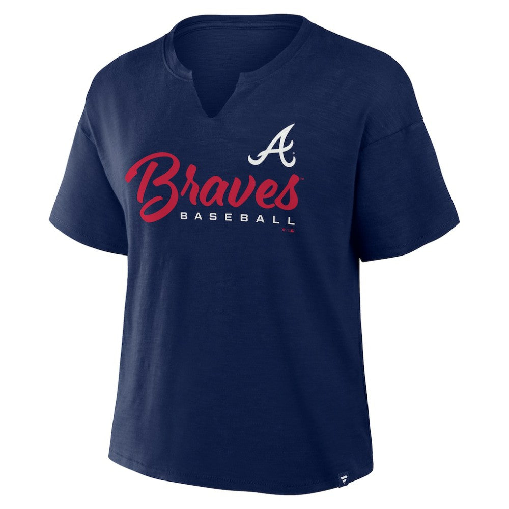 Atlanta Braves Women's Fan Fave Stadium Slub Boxy T-Shirt Navy