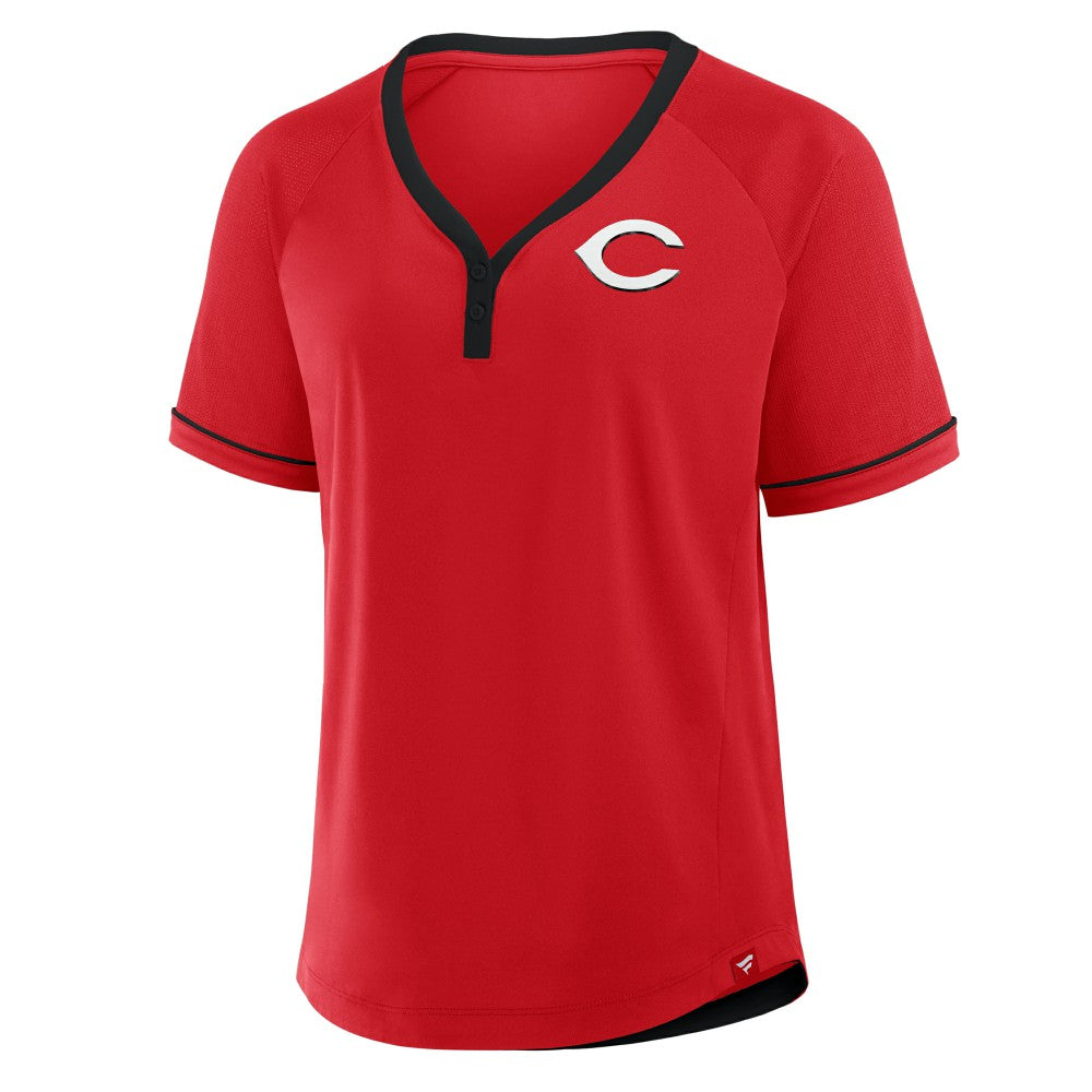 Cincinnati Reds Women's League Diva Star Raglan V-Neck T-Shirt Red