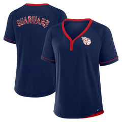 Cleveland Guardians Women's League Diva Star Raglan V-Neck T-Shirt Navy