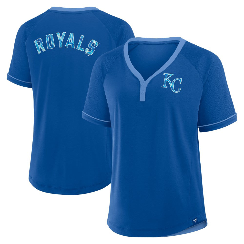 Kansas City Royals Women's League Diva Star Raglan V-Neck T-Shirt Royal