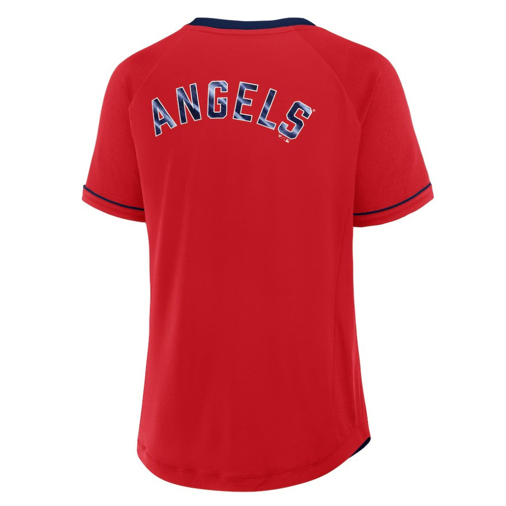 Los Angeles Angels Women's League Diva Star Raglan V-Neck T-Shirt Red