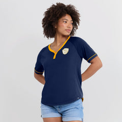Milwaukee Brewers Women's League Diva Star Raglan V-Neck T-Shirt Navy