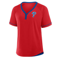 Philadelphia Phillies Women's League Diva Star Raglan V-Neck T-Shirt Red