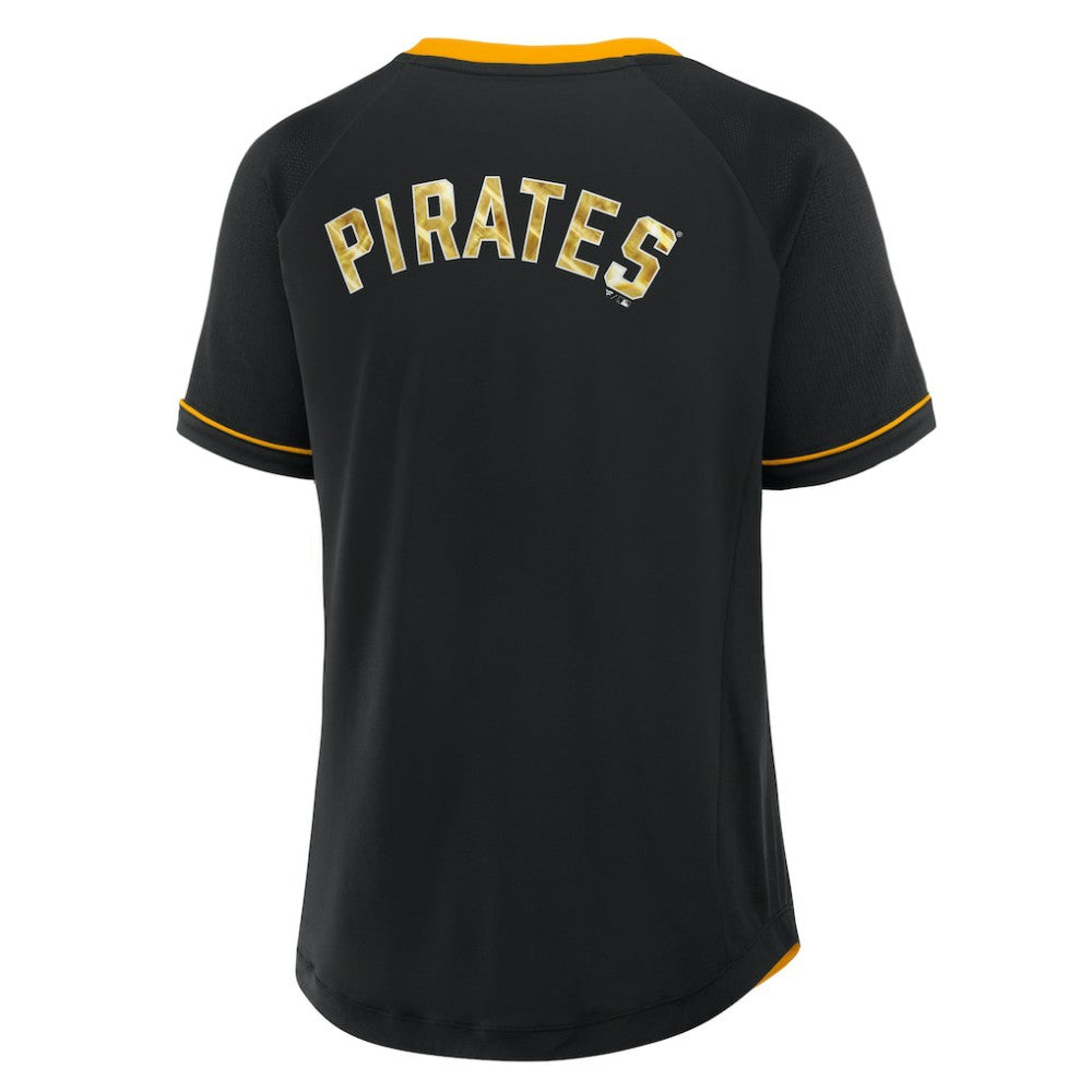 Pittsburgh Pirates Women's League Diva Star Raglan V-Neck T-Shirt Black