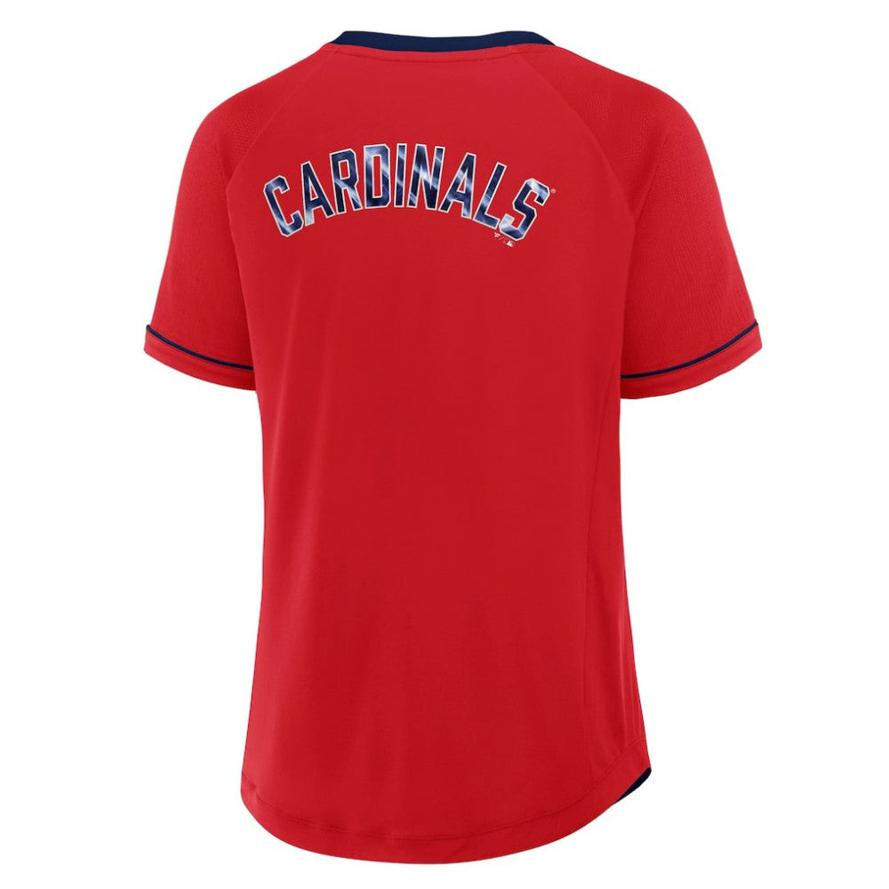 St. Louis Cardinals Women's League Diva Star Raglan V-Neck T-Shirt Red