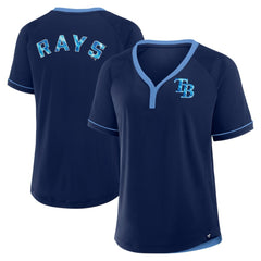 Tampa Bay Rays Women's League Diva Star Raglan V-Neck T-Shirt Navy