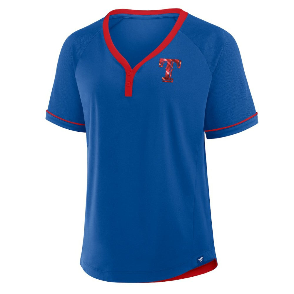 Texas Rangers Women's League Diva Star Raglan V-Neck T-Shirt Royal