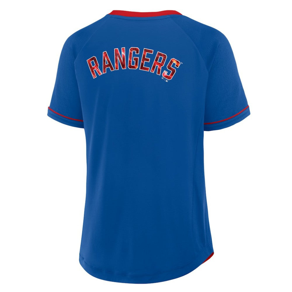 Texas Rangers Women's League Diva Star Raglan V-Neck T-Shirt Royal