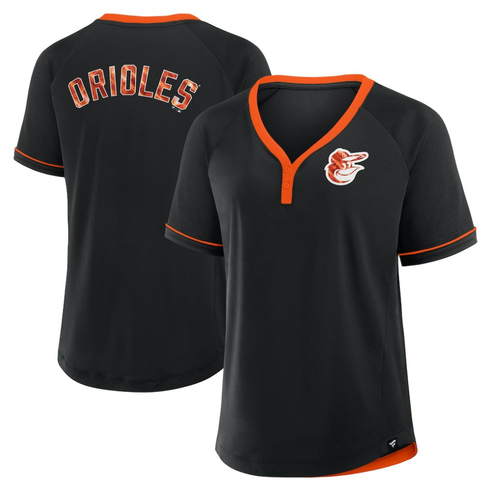 Baltimore Orioles Women's League Diva Star Raglan V-Neck T-Shirt Black