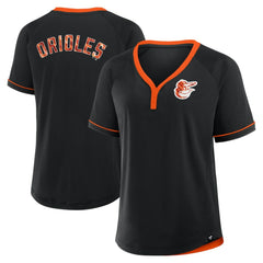 Baltimore Orioles Women's League Diva Star Raglan V-Neck T-Shirt Black
