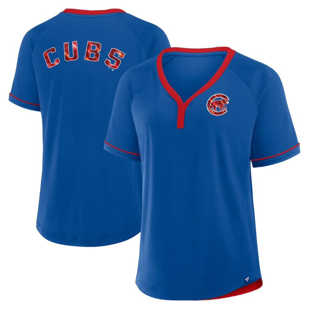 Chicago Cubs Women's League Diva Star Raglan V-Neck T-Shirt Royal