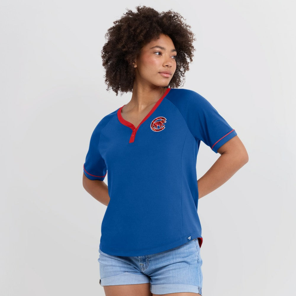 Chicago Cubs Women's League Diva Star Raglan V-Neck T-Shirt Royal
