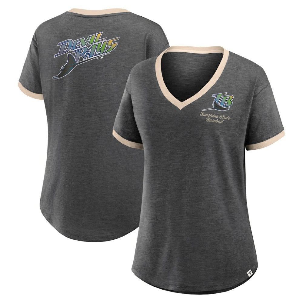 Tampa Bay Rays Women's Binge Worthy Stadium Slub V-Neck T-Shirt Black
