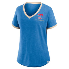 Texas Rangers Women's Binge Worthy Stadium Slub V-Neck T-Shirt Royal