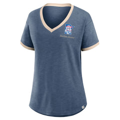 Minnesota Twins Women's Binge Worthy Stadium Slub V-Neck T-Shirt Navy