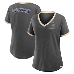 Colorado Rockies Women's Binge Worthy Stadium Slub V-Neck T-Shirt Black