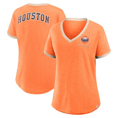 Houston Astros Women's Binge Worthy Stadium Slub V-Neck T-Shirt Orange
