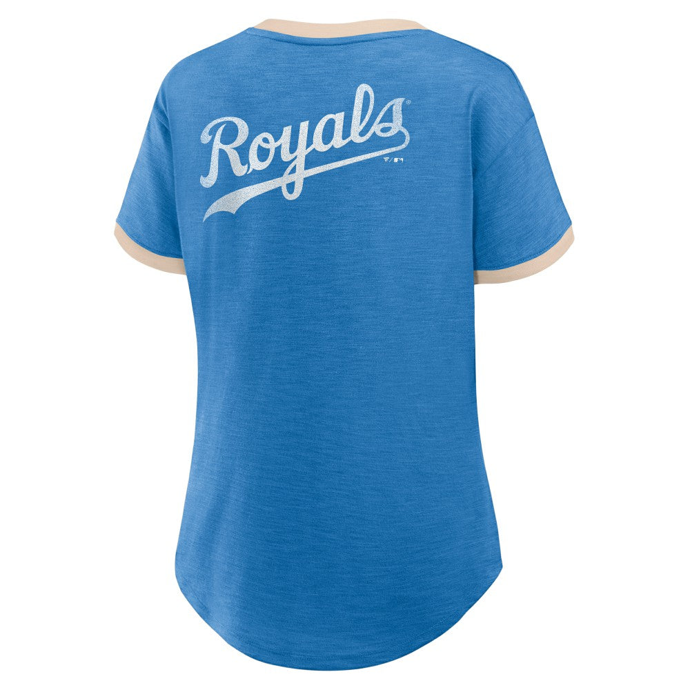 Kansas City Royals Women's Binge Worthy Stadium Slub V-Neck T-Shirt Royal