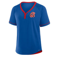 Atlanta Braves Women's Cooperstown Collection League Diva Raglan V-Neck T-Shirt Royal