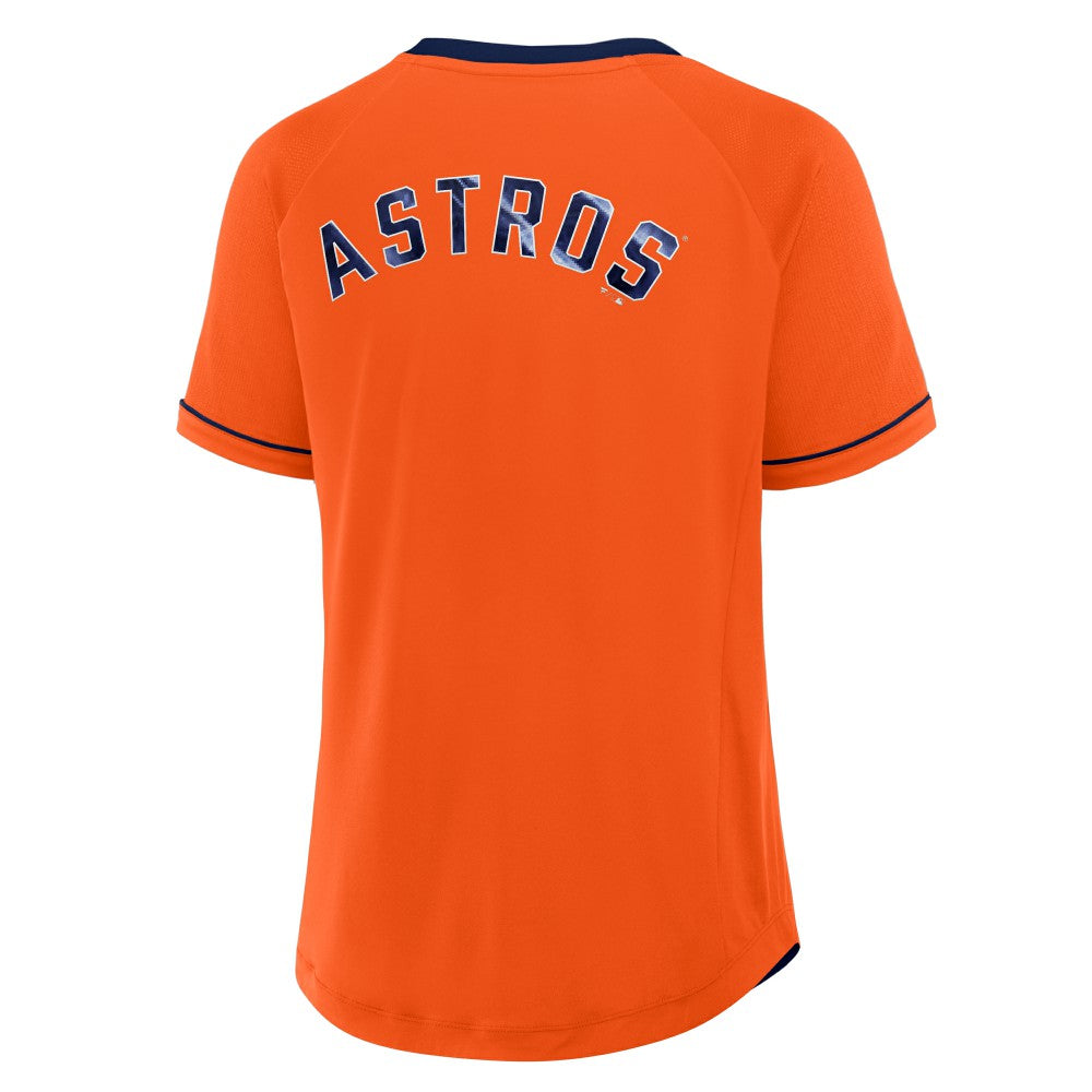 Houston Astros Women's Cooperstown Collection League Diva Raglan V-Neck T-Shirt Orange