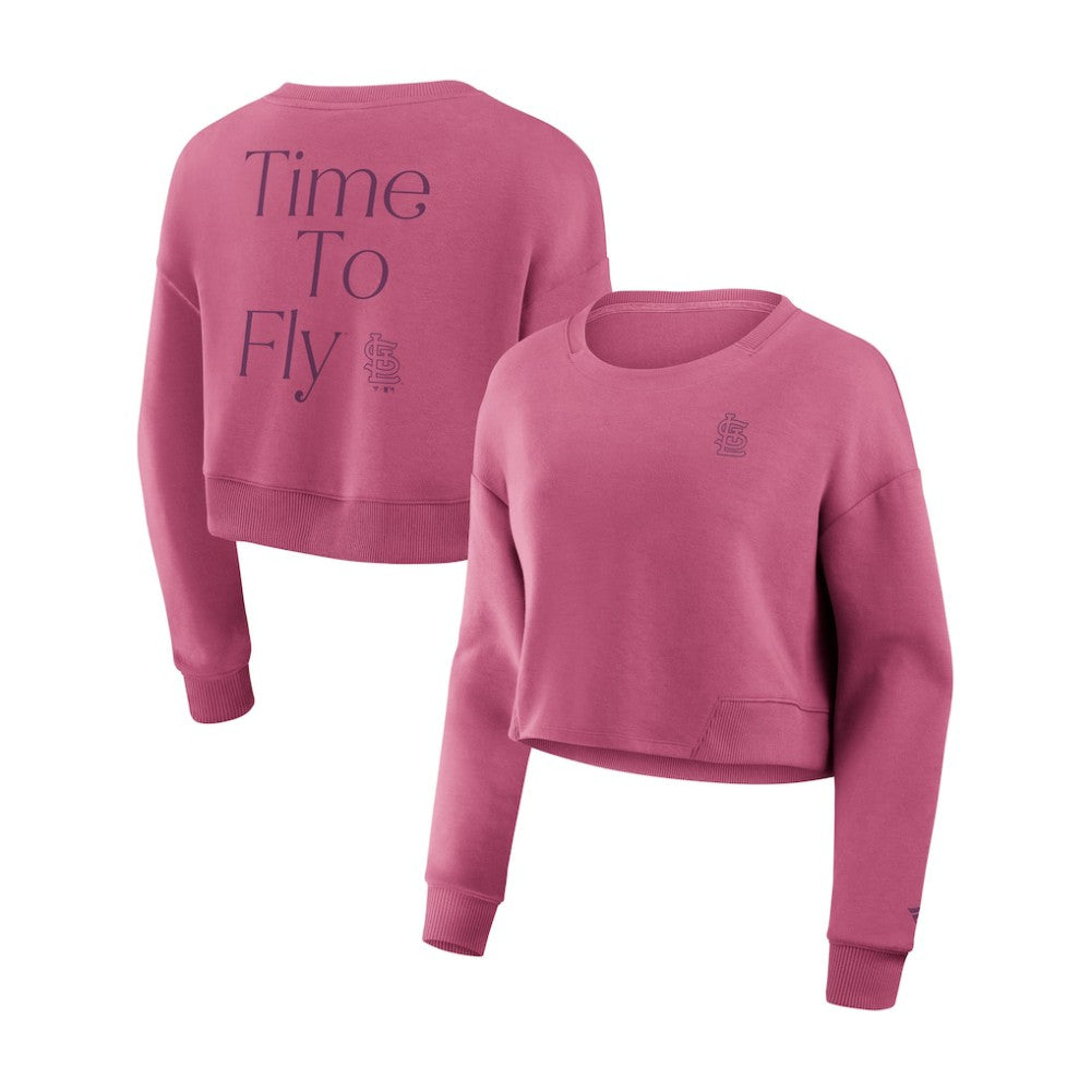 St. Louis Cardinals Women's Studio Cropped Pullover Sweatshirt Pink