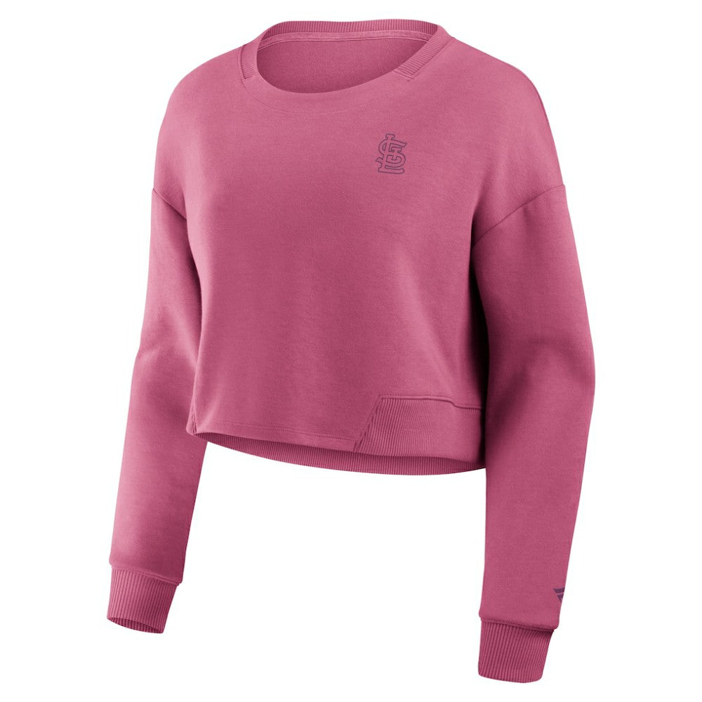 St. Louis Cardinals Women's Studio Cropped Pullover Sweatshirt Pink