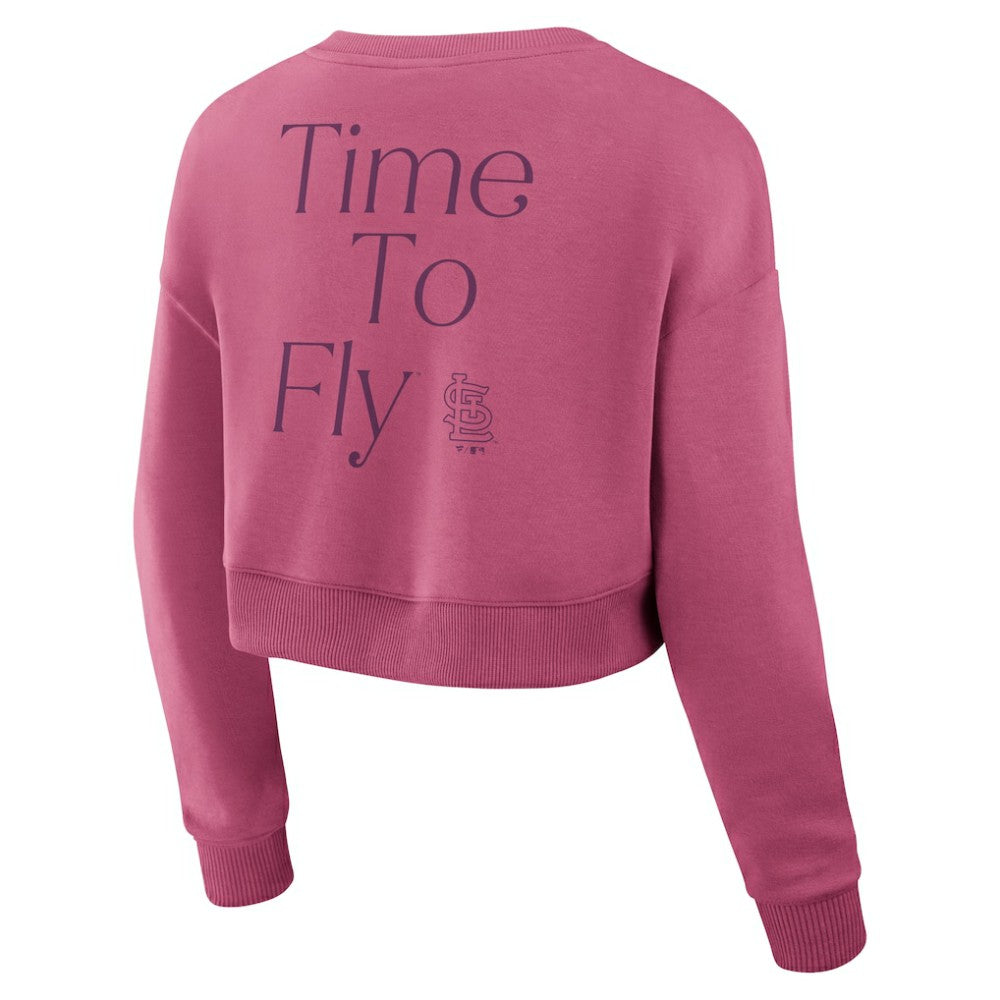St. Louis Cardinals Women's Studio Cropped Pullover Sweatshirt Pink