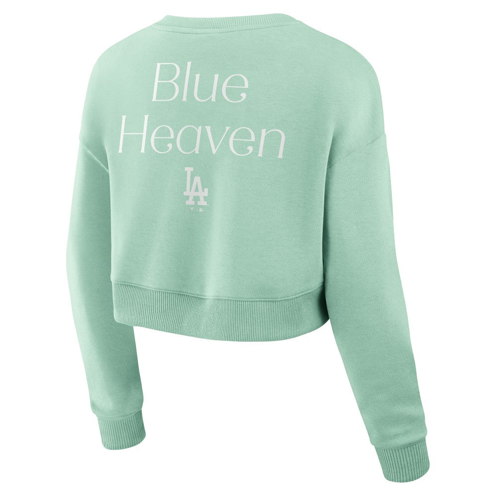 Los Angeles Dodgers Women's Studio Cropped Pullover Sweatshirt Mint