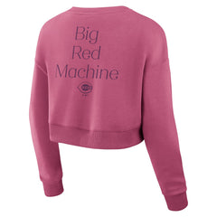 Cincinnati Reds Women's Studio Cropped Pullover Sweatshirt Pink