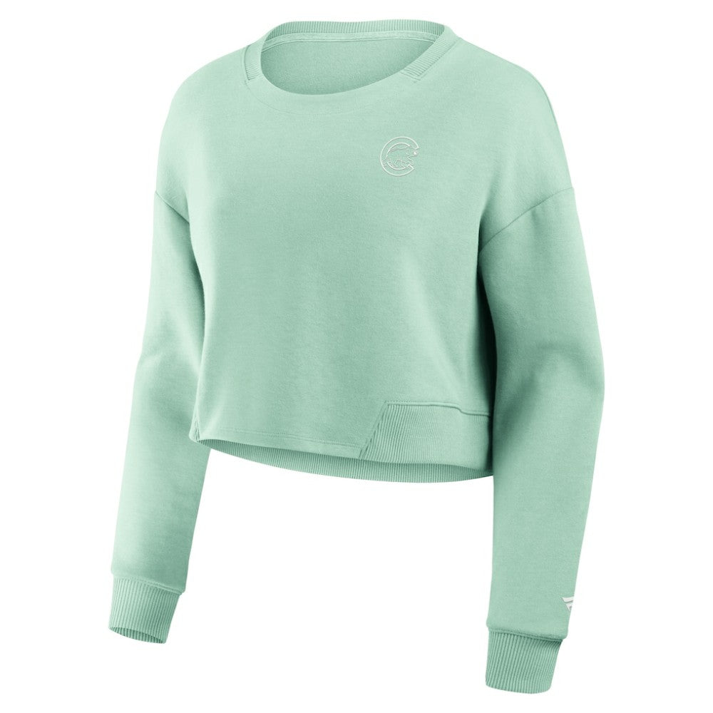 Chicago Cubs Women's Studio Cropped Pullover Sweatshirt Mint