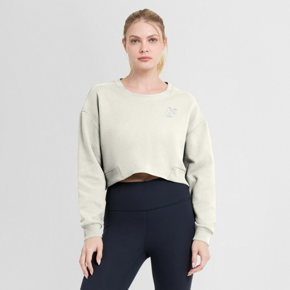 Baltimore Orioles Women's Studio Cropped Pullover Sweatshirt Cream