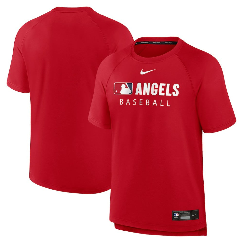 Los Angeles Angels Authentic Collection Pregame Raglan Dri-FIT T-Shirt Red