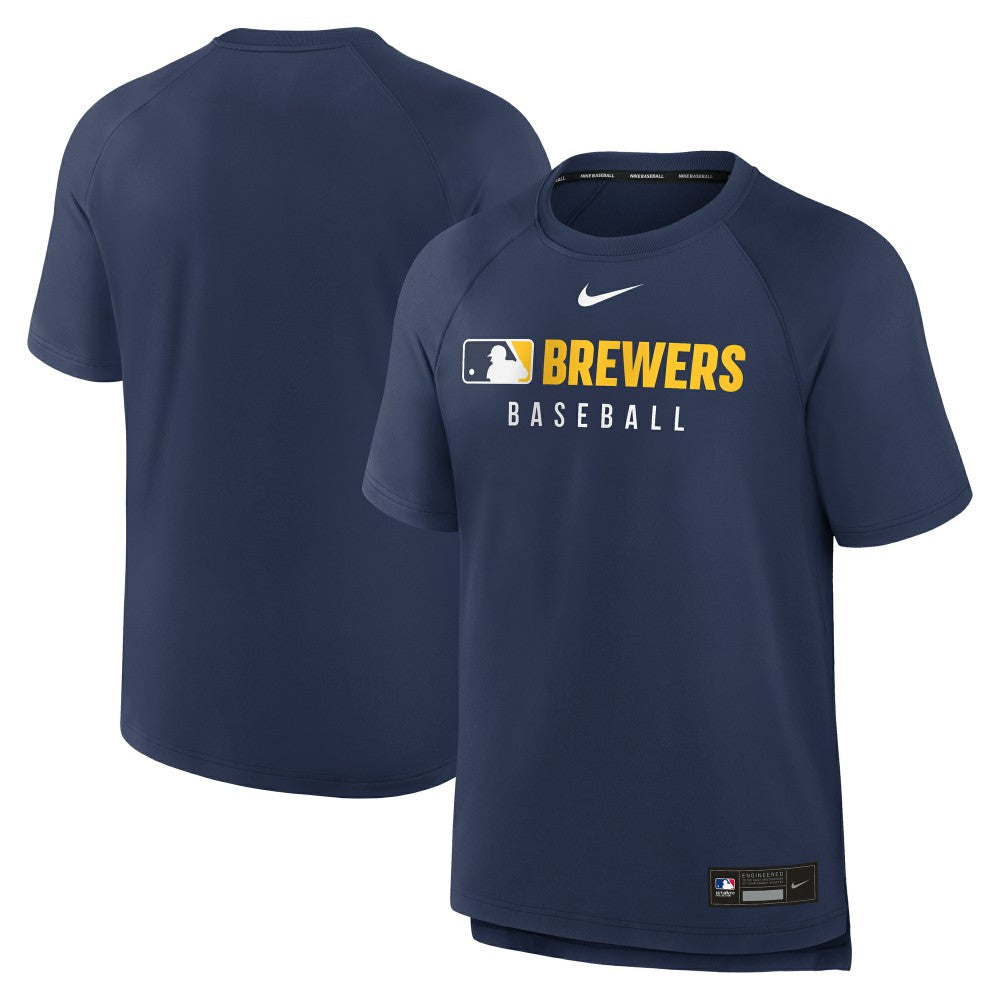 Milwaukee Brewers Authentic Collection Pregame Raglan Dri-FIT T-Shirt Navy