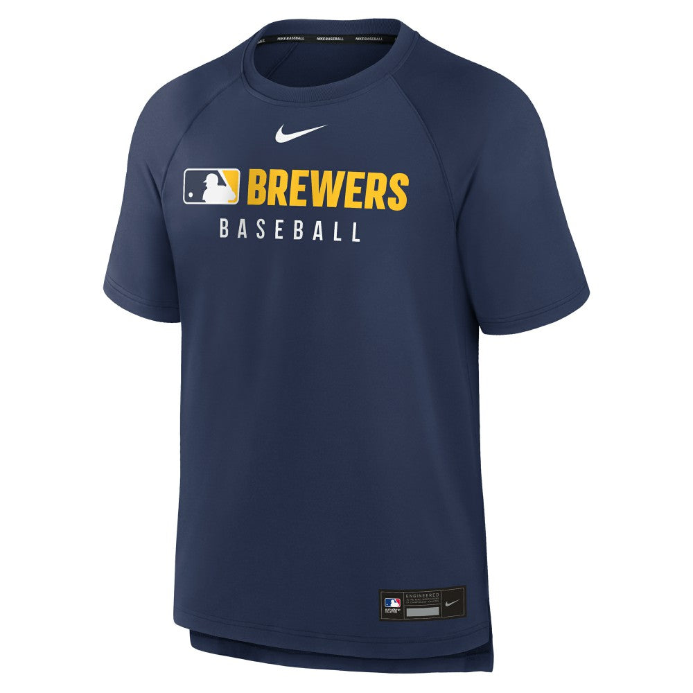 Milwaukee Brewers Authentic Collection Pregame Raglan Dri-FIT T-Shirt Navy