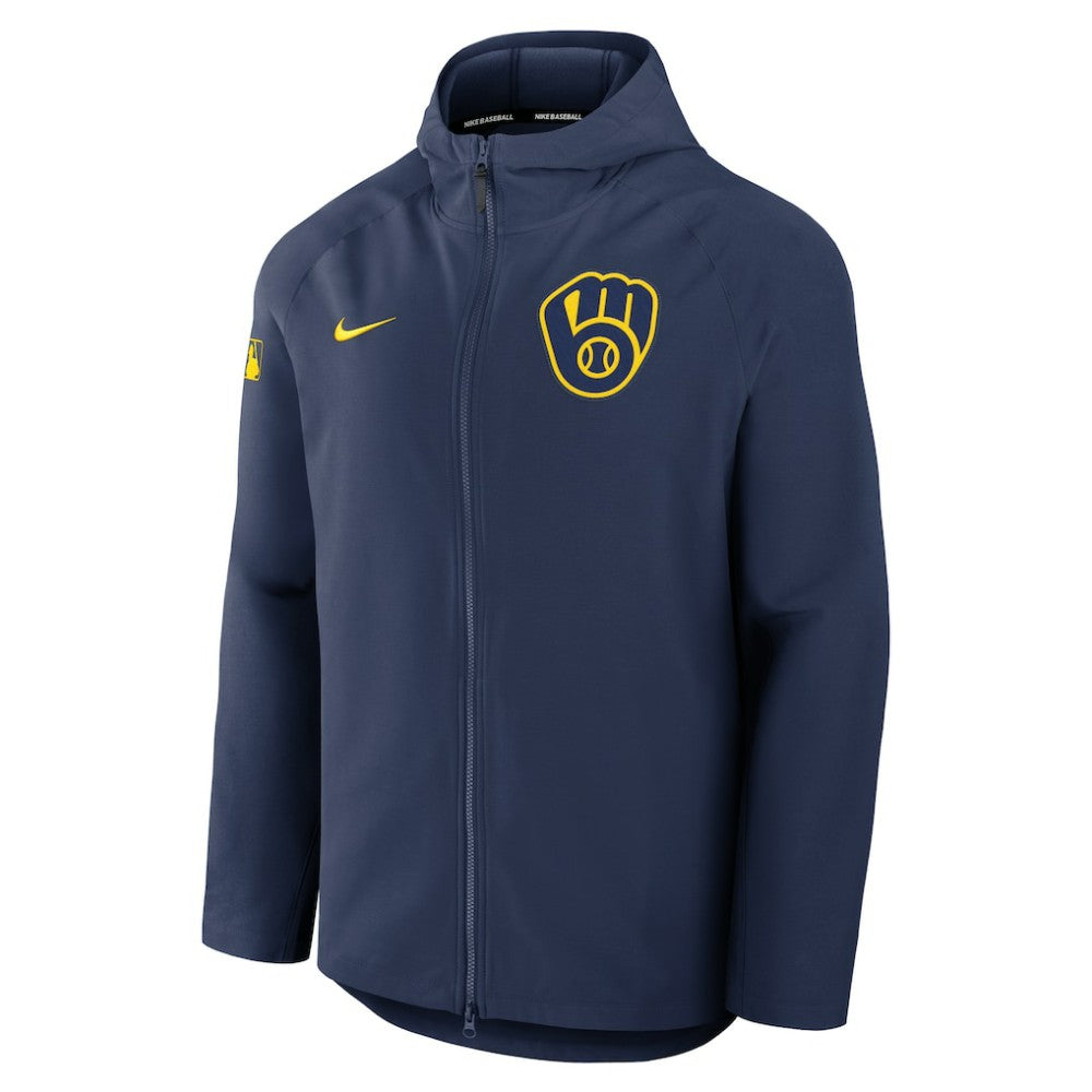Milwaukee Brewers Authentic Collection Raglan Performance Full-Zip Jacket Navy