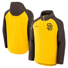 San Diego Padres Authentic Collection Raglan Performance Full-Zip Jacket Gold/Brown