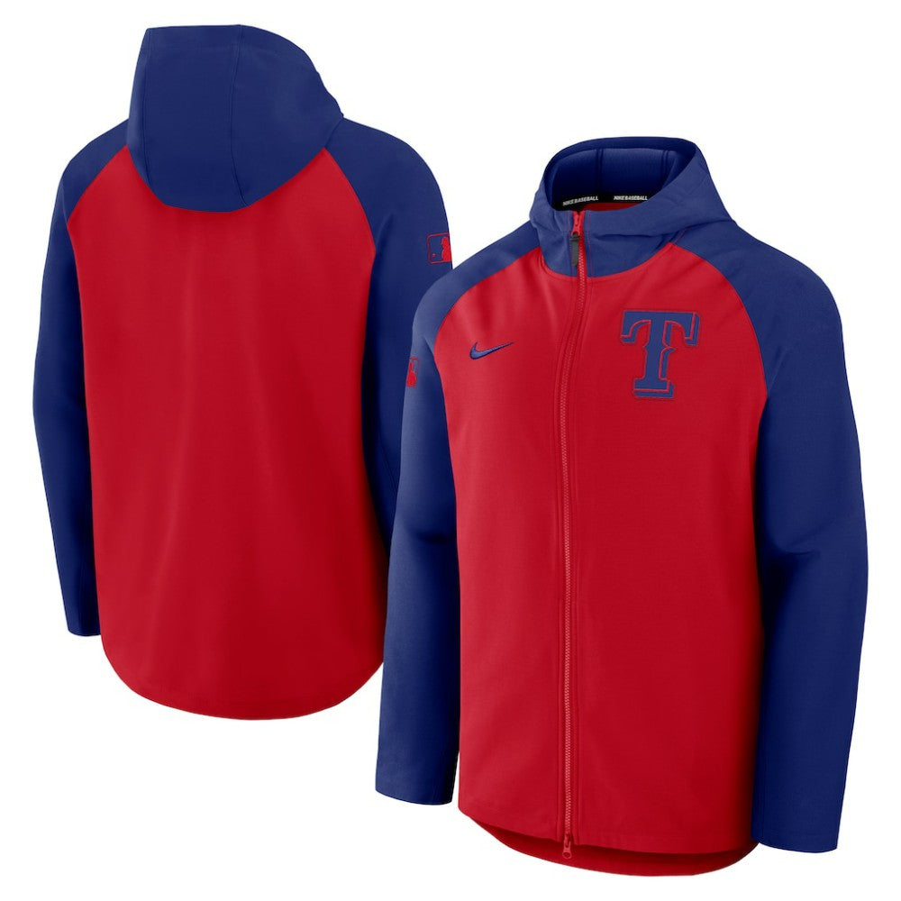 Texas Rangers Authentic Collection Raglan Performance Full-Zip Jacket Red/Royal