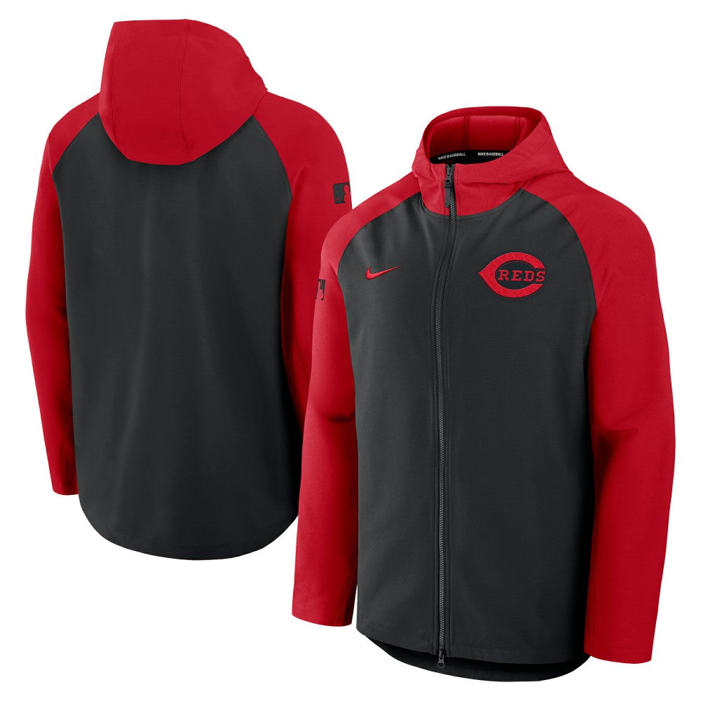 Cincinnati Reds Authentic Collection Raglan Performance Full-Zip Jacket Black/Red
