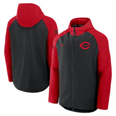 Cincinnati Reds Authentic Collection Raglan Performance Full-Zip Jacket Black/Red