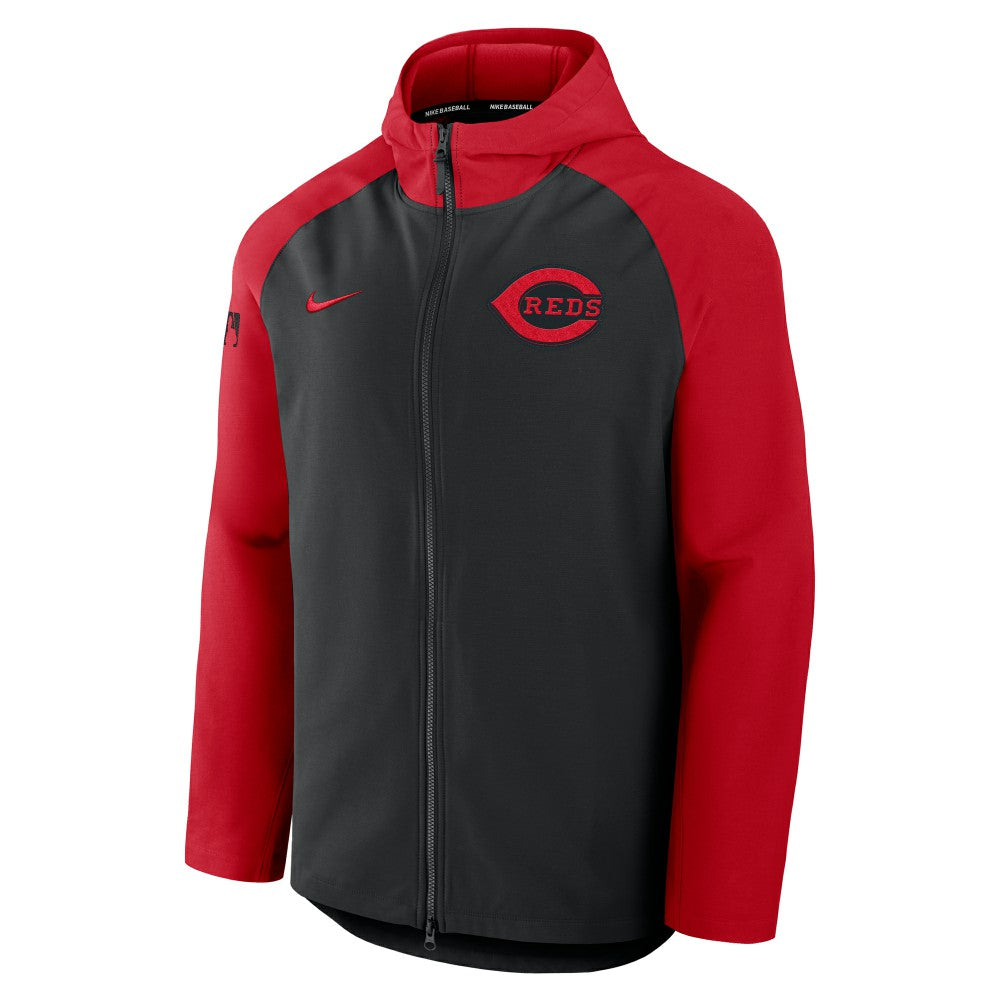 Cincinnati Reds Authentic Collection Raglan Performance Full-Zip Jacket Black/Red