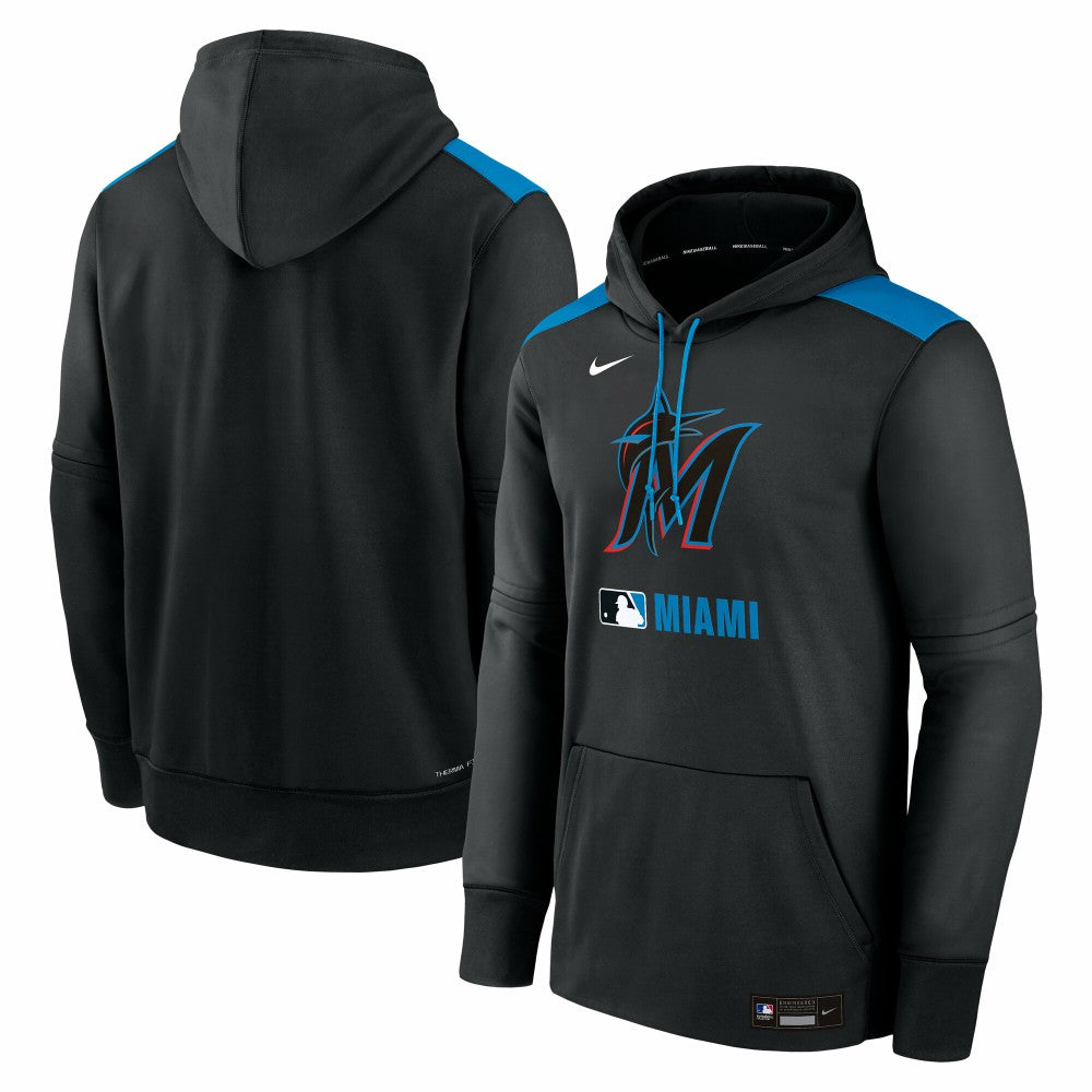 Miami Marlins Authentic Collection Performance Pullover Hoodie Black