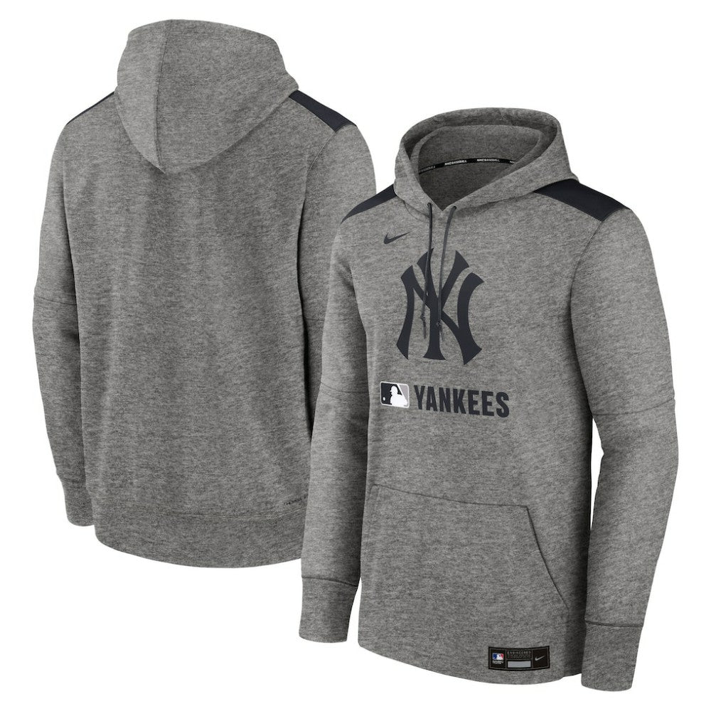 New York Yankees Authentic Collection Performance Pullover Hoodie Heather Charcoal