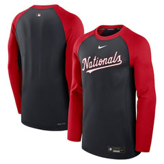 Washington Nationals Authentic Collection Game Time Raglan Dri-FIT Long Sleeve T-Shirt Navy/Red