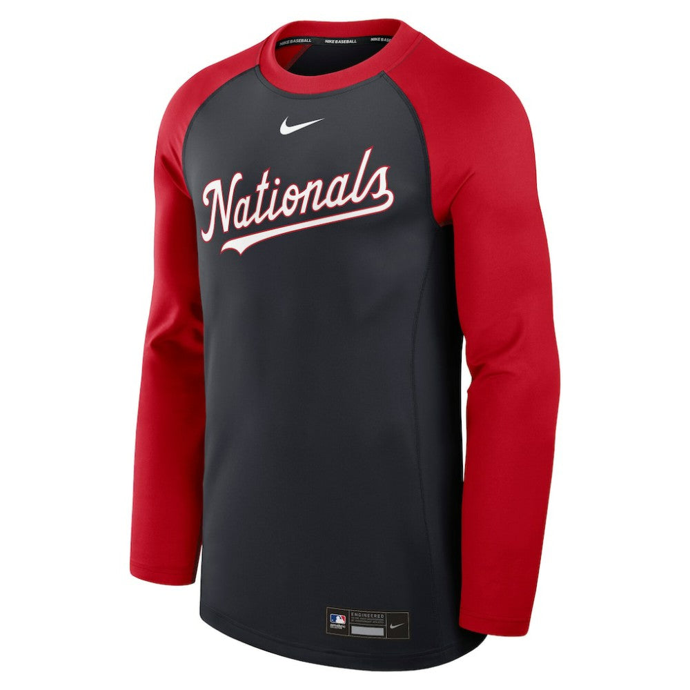 Washington Nationals Authentic Collection Game Time Raglan Dri-FIT Long Sleeve T-Shirt Navy/Red